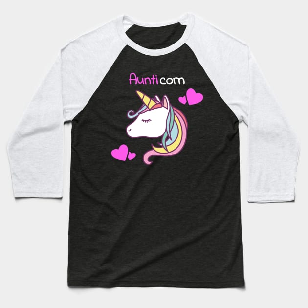 Aunticorn Unicorn Aunt Baseball T-Shirt by fromherotozero